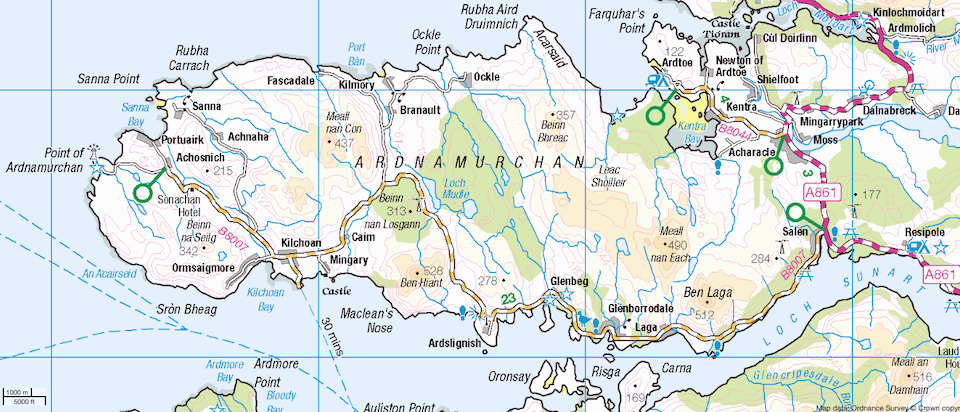Ardnamurchan peninsula map