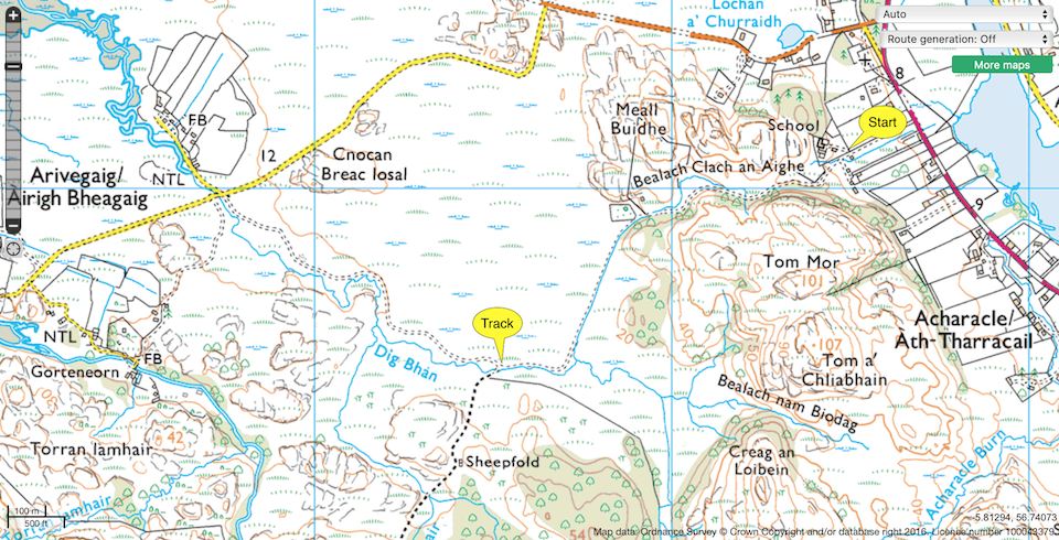 Acharacle, Arivegaig and Kentra Moss map