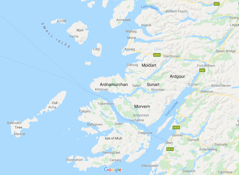 Ardnamurchan and the nearby regions
